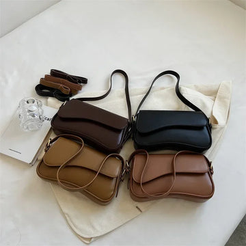 Vintage Leather Flap Crossbody Bag